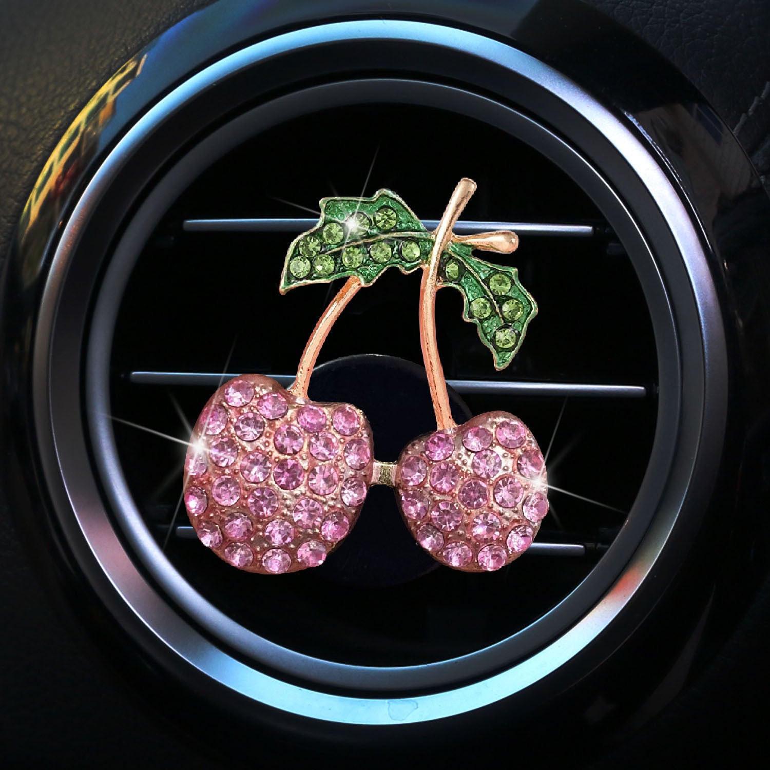 Wholesale Rhinestone cherry car air conditioning vent aromatherapy decoration car fragrance clip
